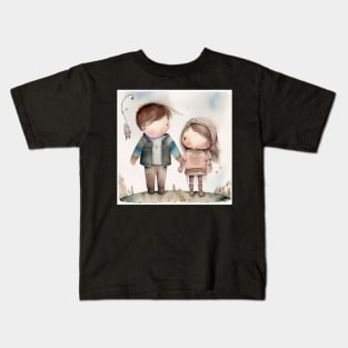 big brother and little sister drawing Kids T-Shirt